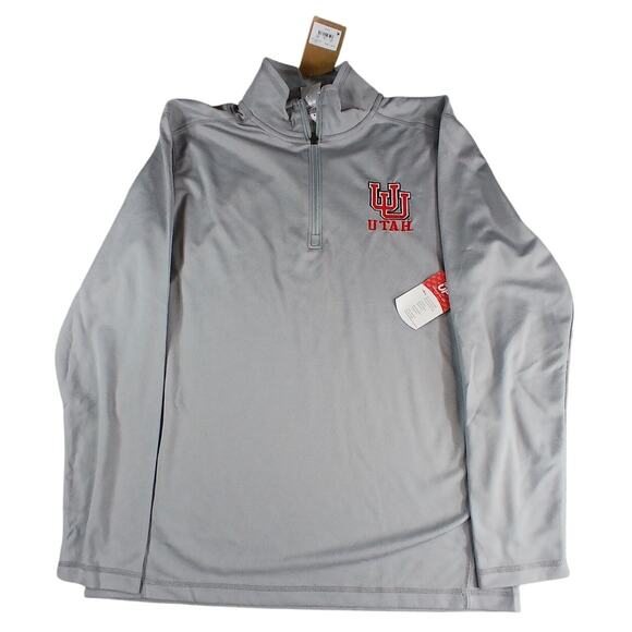 Utah Utes Pullover Golf Mens Medium Gray Long Sleeve 1/4 Quarter Zip NWT - Picture 1 of 8